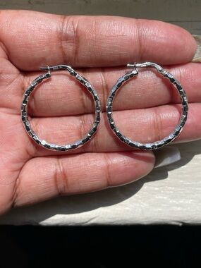 Real! 14kt White Gold Hoop Earrings ( SOLD)